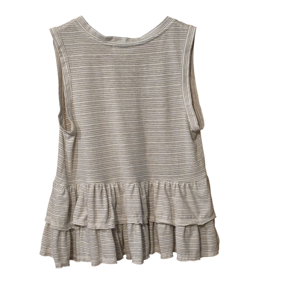 Altar’d State Ruffled Tank Top Gray & White Striped Women size XS - Picture 2 of 7
